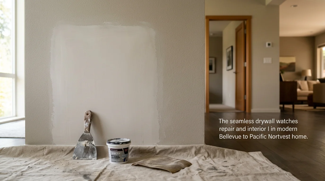 Handyman repairing drywall damage on interior home wall