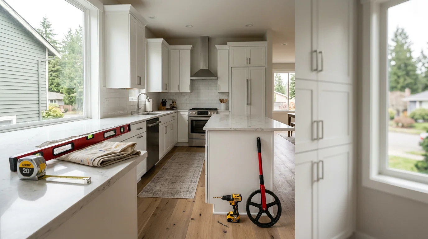 Modern kitchen remodel with new cabinets and countertops